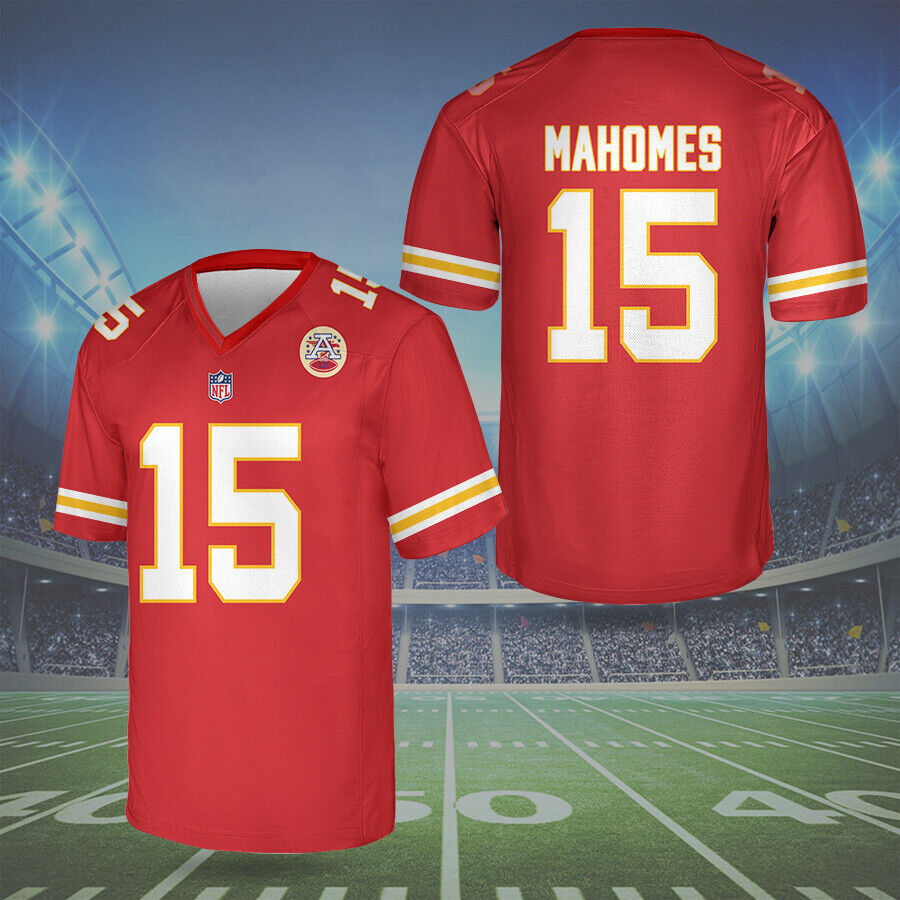 Patrick Mahomes #15 Chiefs Short-sleeve Jersey Football T-shirt All Sizes