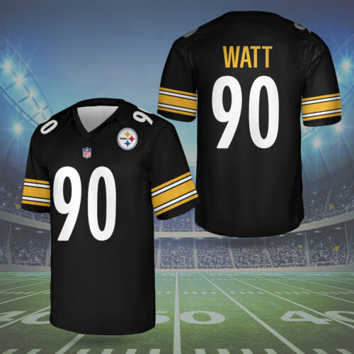 T.J. Watt #90 Men’s Pittsburgh Steelers Printed Jersey T-shirt Black