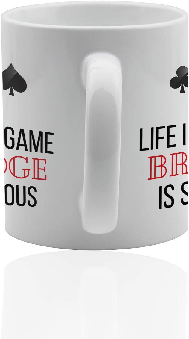 Gifts For Bridge Players 11 oz. white ceramic cup.