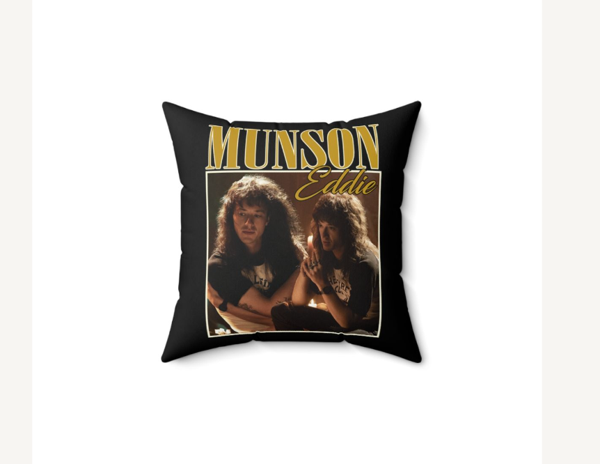 Vintage Eddie Munson Movie Film Retro Spun Polyester Square Pillow Case