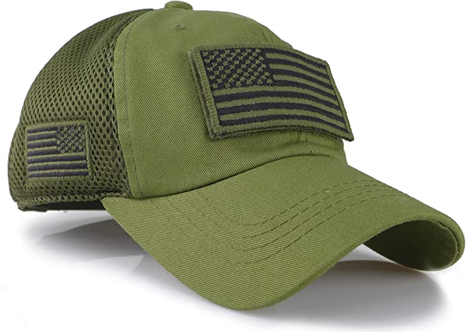 The Sox Market Camouflage Constructed Trucker Special Tactical Operator Forces USA Flag Patch Baseball Cap