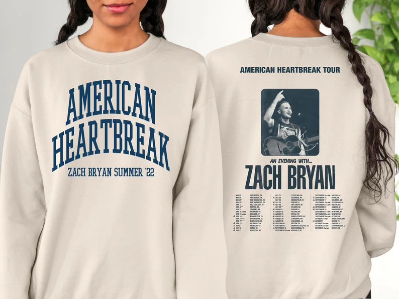 American Heartbreak Tour 2022 Vintage 2 Side Shirt, Za%ch Bry%an Tshirt, Tour Music Tee, Za%ch Bry%an Fan Merch, Sweatshirt, Hoodie, Unisex