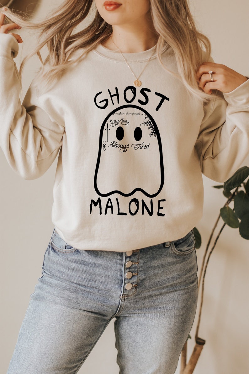 Ghost Malone Sweatshirt, Halloween Sweatshirt, Cute Ghost Tshirt, Funny Halloween Crewneck, Spooky Sweatshirt