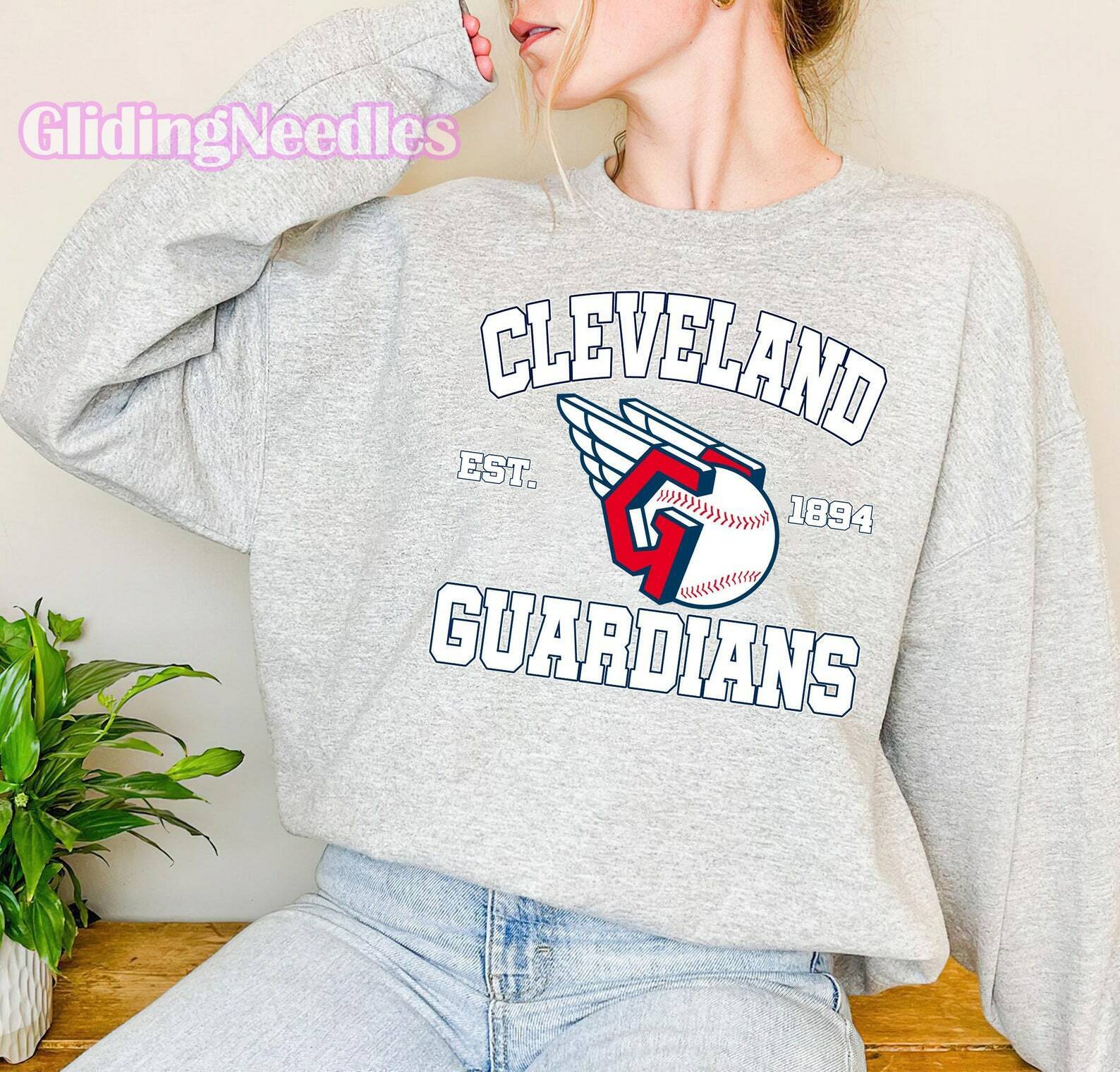 Vitagate Cleveland Sweater, Vintage Style, Baseball Crewneck , Baseball Shirt, Football Season, Oversize Sweatshirts Sand