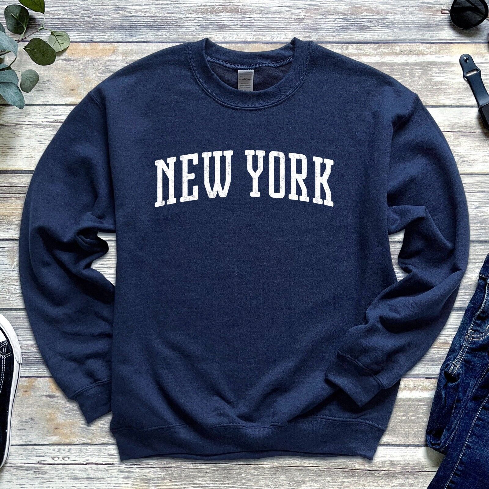 New York Sweatshirt, Sweatshirt, Vintage Sweatshirt, College Sweater, Fan Shirt, New York Shirt Sport Grey