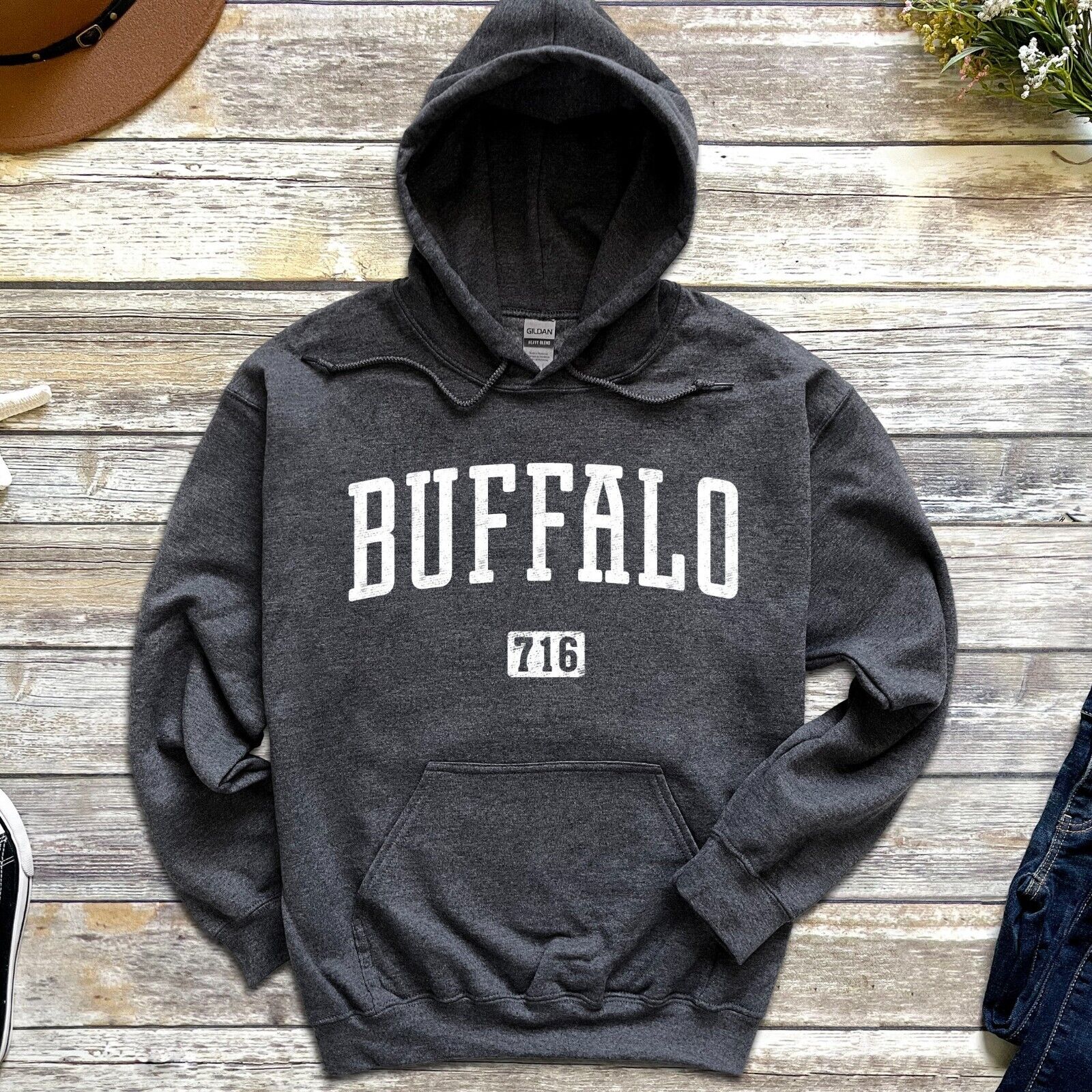 Buffalo Vintage Style Sweatshirt, Buffalo Crewneck, Sweatshirt, Crewneck Game Day Crewneck White